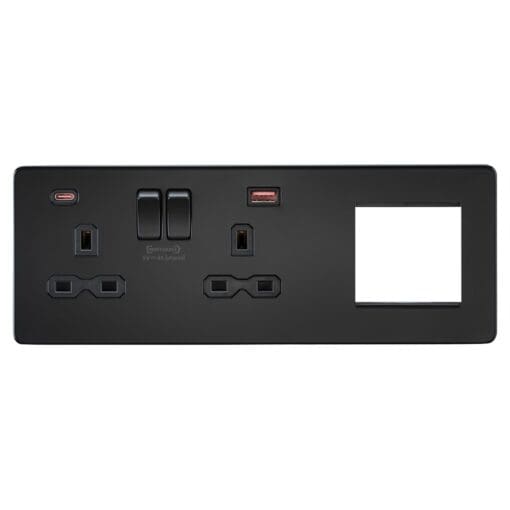 Knightsbridge 2 Module Multimedia Faceplate & 13A 2G Type A/C USB S 168791