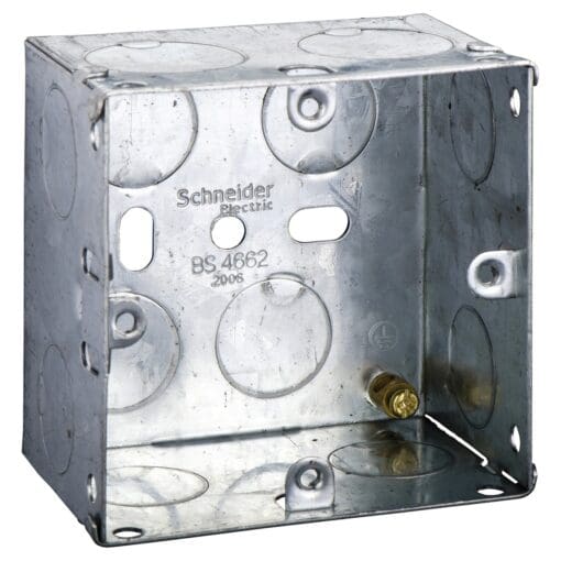 5x Schneider 1 Gang Flush Mounting Box with Knockout - 47mm Galvanise 275839