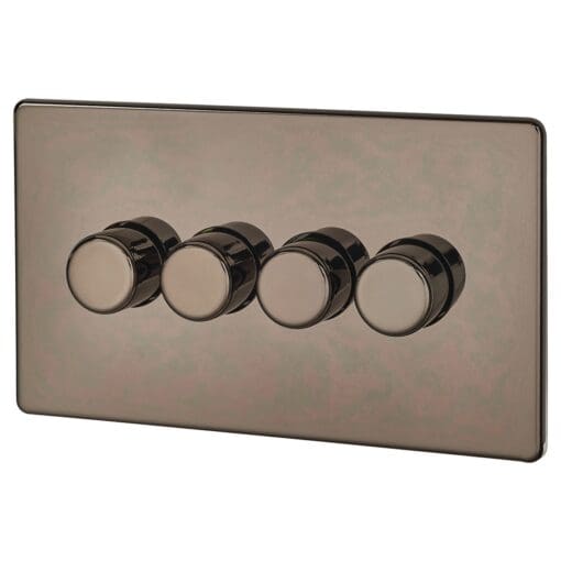 BG Screwless Flatplate 200W 4 Gang 2 Way Dimmer Switch - Black Nickel 322706
