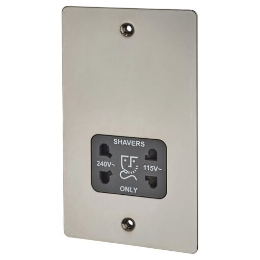 BG Flatplate Screwed 115/230V Shaver Socket - Black Nickel 324296