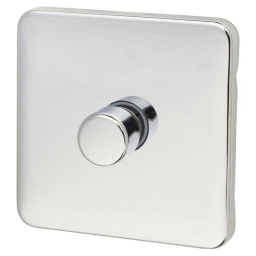 Schneider Lisse 100W 1 Gang 2 Way LED Dimmer Switch - Polished Chrome 341189