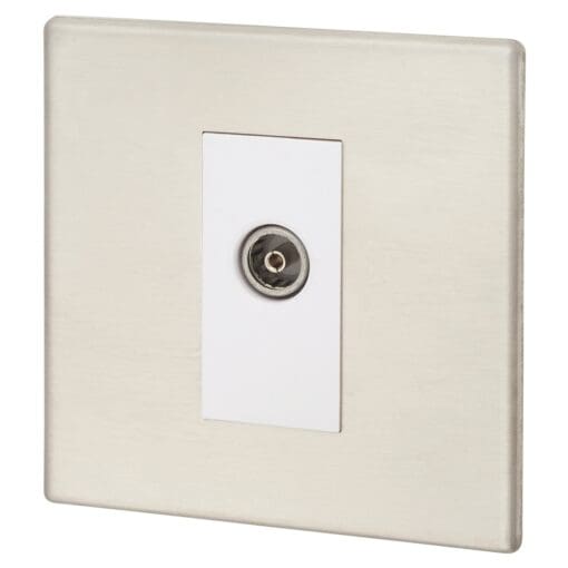 Hamilton Hartland G2 1 Gang Non-Isolated TV Female - Satin Steel/White 426399