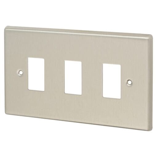 Contactum 3 Gang Cover Plate - Brushed Steel 497663