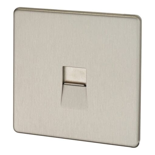 BG Screwless Flatplate 1 Gang RJ11 Socket - Brushed Steel 681398