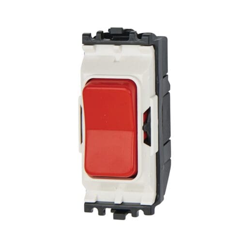 MK 10A 2 Way Single Pole Grid Switch with Centre Off Switch - Red 713997