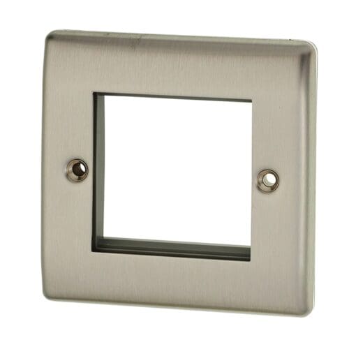 BG 1 Gang 2 Euro Module Plate - Brushed Steel 795370