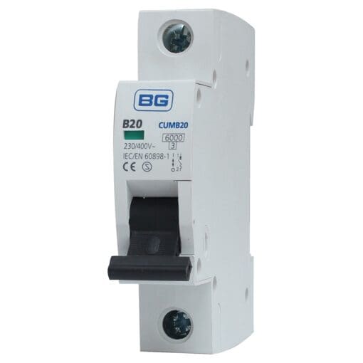 5x BG 20A Single Pole MCB - Type B 942198