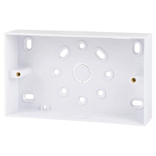 5x Univolt 2 Gang 32mm PVC LSF Square Cornered Surface Box 959646