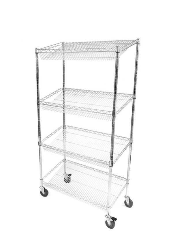 Eclipse Chrome Wire 4 Tier Sloped Shelf Trolley